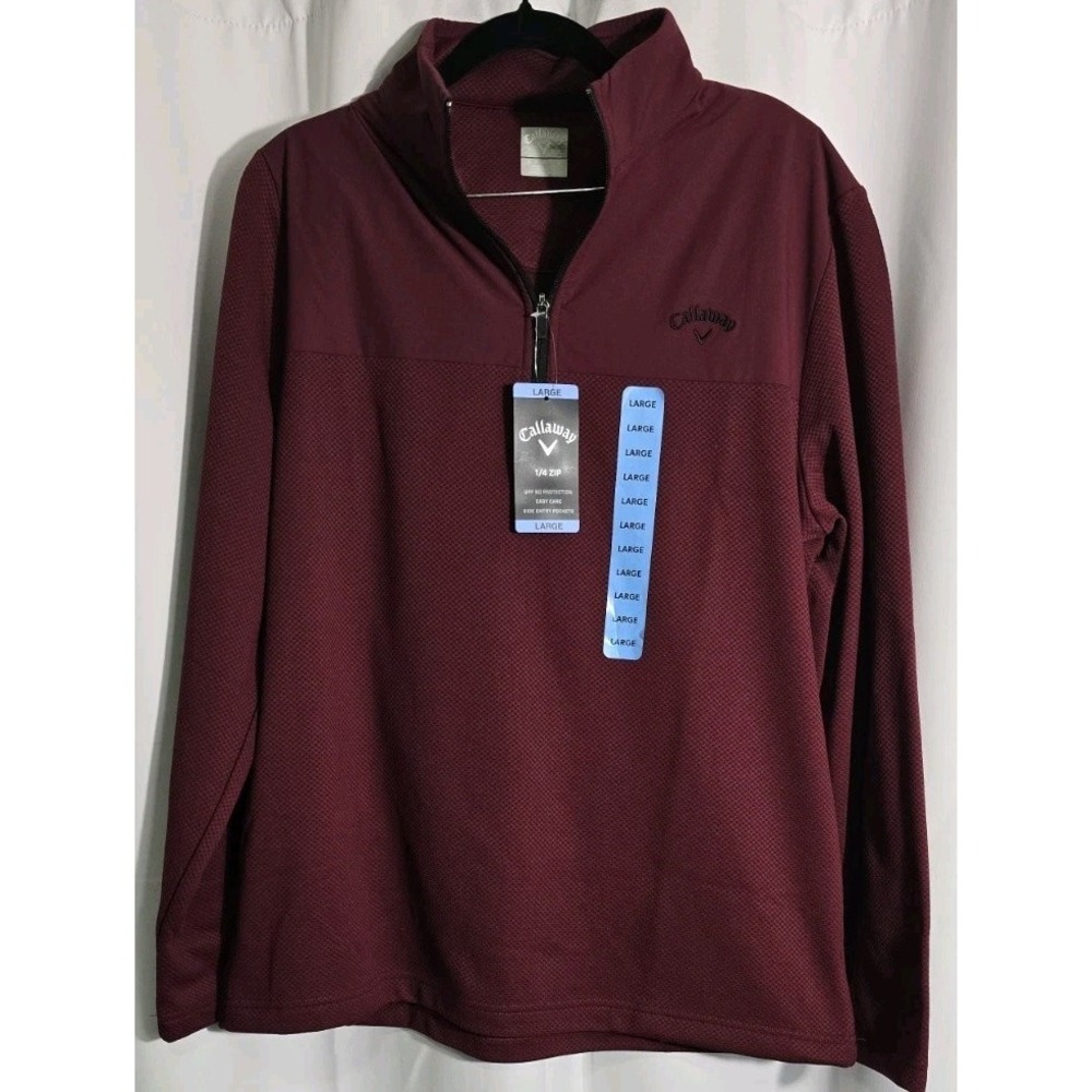Callaway 1/4 Zip Golf Pull‎ Over Tawny Port Heather Red Mens Size Large NWT